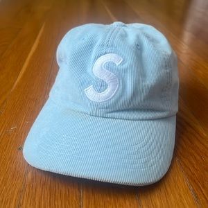 Supreme baseball hat. Soft pastel blue corduroy hat. Authentic.